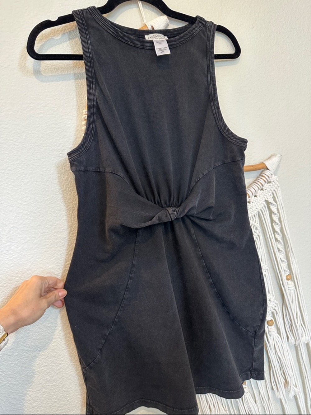 L*Space Knot Front Tank Dress | Charcoal Black | Size M | Like New